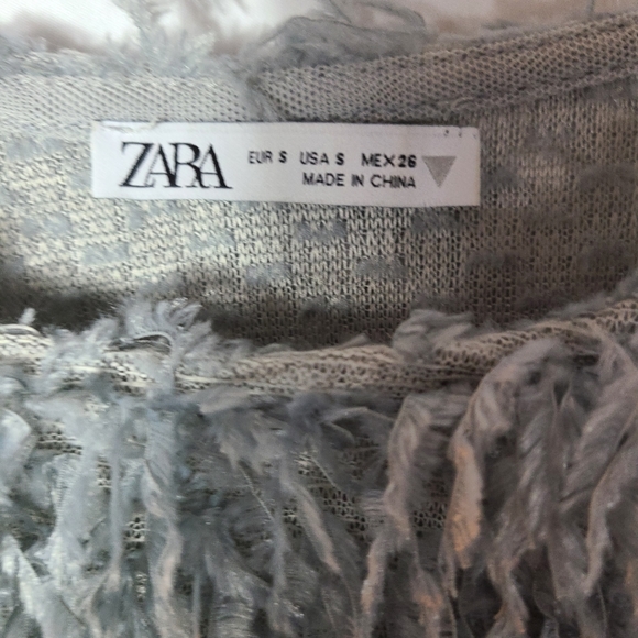 Zara crop feather  long sleeve crew neck top - Picture 7 of 7